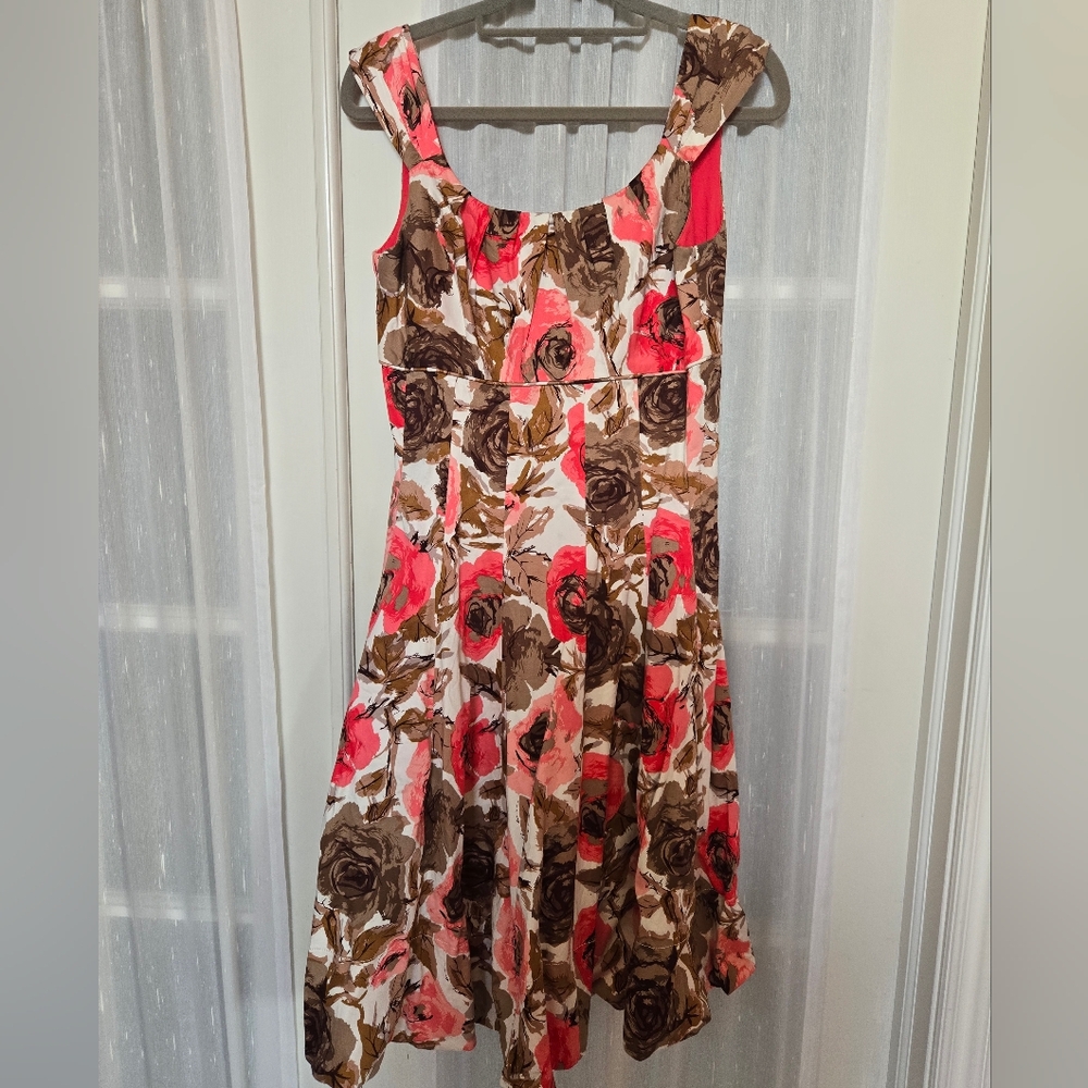 Maggy London Floral Dress - Pink, Brown, Cream